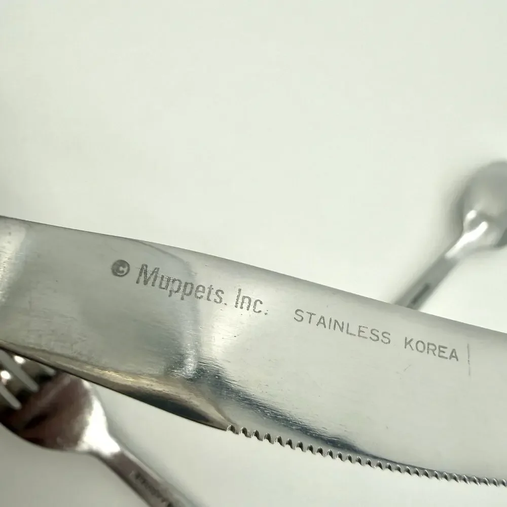 Demand Inc. BIG BIRD Stainless Korea Muppets Childs Spoon, Fork, Knife Vintage